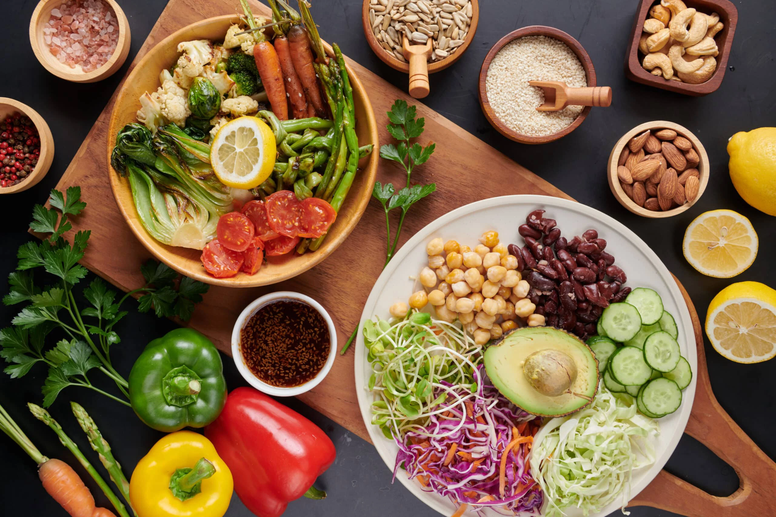 buddha-bowl-dish-with-vegetables-legumes-top-view-scaled